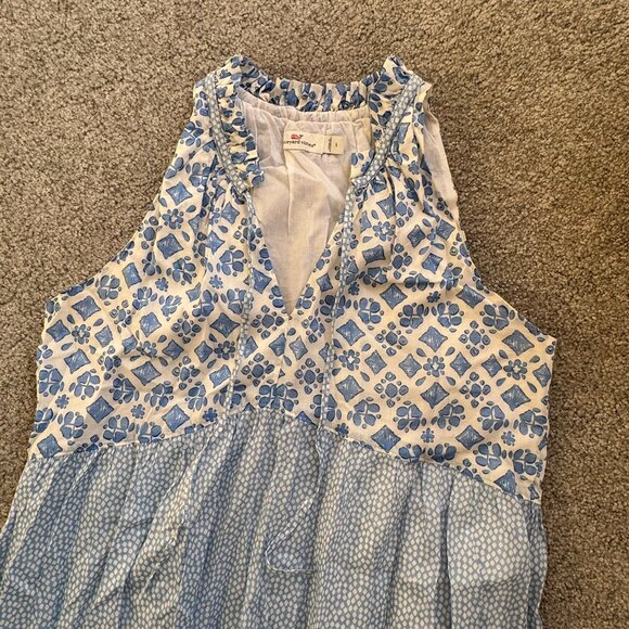 Vineyard Vines 100% Cotton Light Flowy Maxi Dress Floral Geometric Summer SMALL - Picture 4 of 12